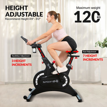 Sport24 Exercise Bike | Upright Spin, LCD, App, 8kg Flywheel